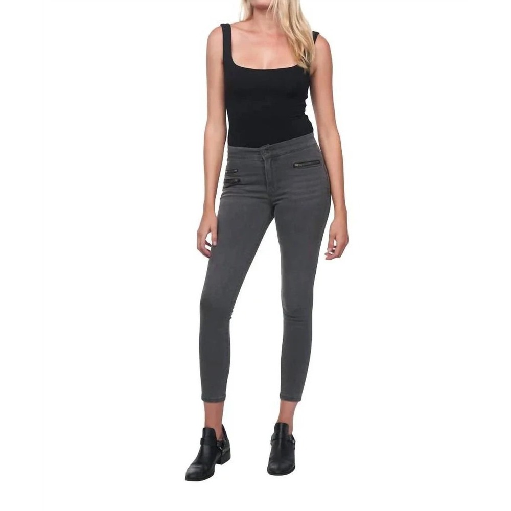 Etienne Marcel Gray Skinny Jeans Multi Zip Pockets Womens 27